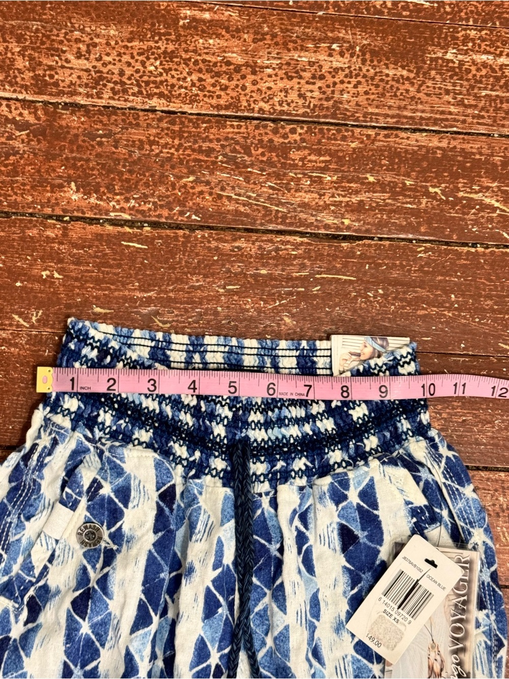 Rewash NWT Linen Blend Boho Wide Leg Pants Blue White XS - Picture 4 of 8